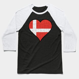 Danish Jigsaw Puzzle Heart Design - Gift for Danish With Denmark Roots Baseball T-Shirt